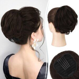 New RUWISS Real Human Hair Bun  * Short Drawstring Ponytail Hair Piece